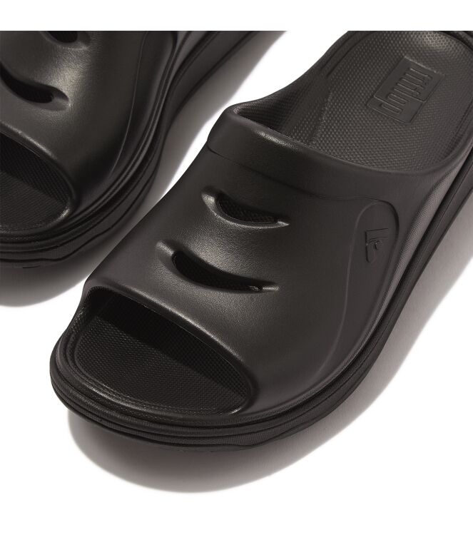 FitFlop relieff slide - tonal rubber pewter black Direct leverbaar uit de webshop van www.meijerink-schoenen.nl/