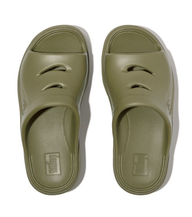 FitFlop relieff slide - tonal rubber camo-green Direct leverbaar uit de webshop van www.meijerink-schoenen.nl/