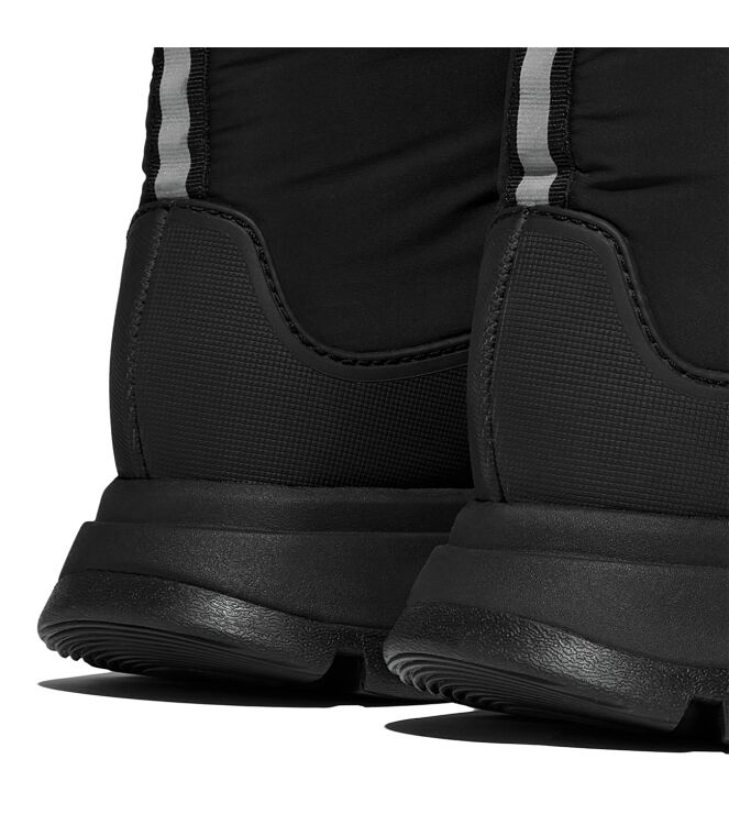 FitFlop neo-d-hyker padded/quilted boot short (zip) all black/deep gold Direct leverbaar uit de webshop van www.meijerink-schoenen.nl/