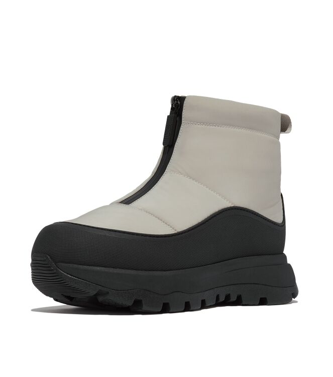 FitFlop neo-d-hyker padded/quilted boot short (zip) clay grey/black Direct leverbaar uit de webshop van www.meijerink-schoenen.nl/