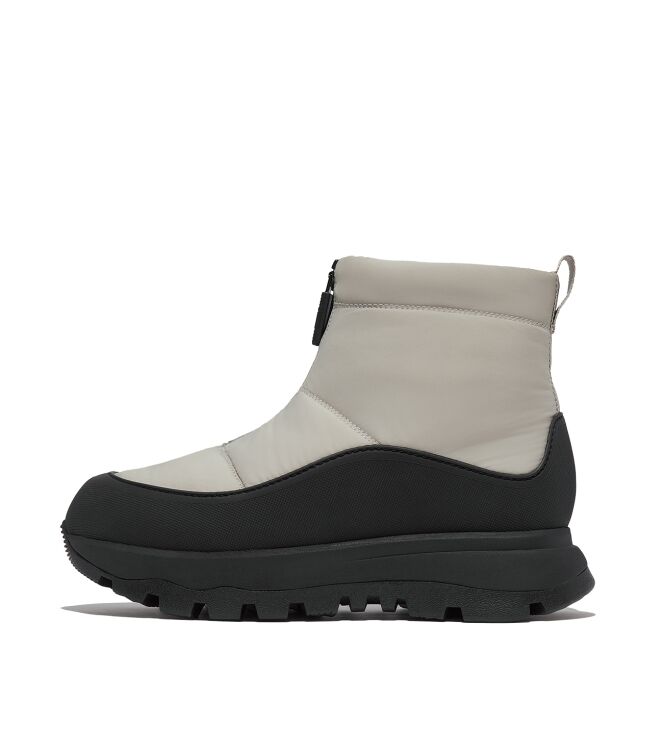 FitFlop neo-d-hyker padded/quilted boot short (zip) clay grey/black Direct leverbaar uit de webshop van www.meijerink-schoenen.nl/