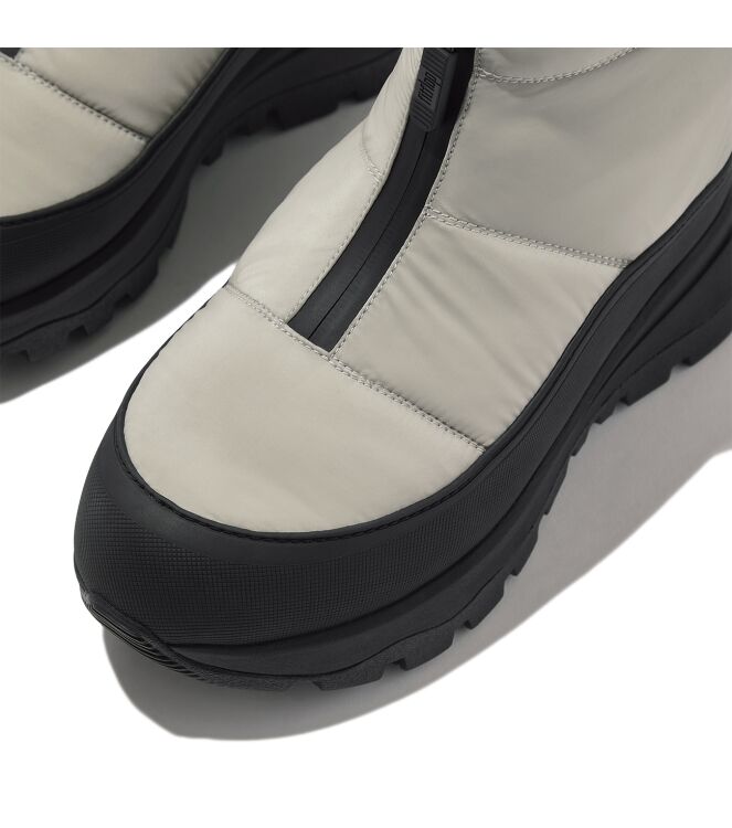 FitFlop neo-d-hyker padded/quilted boot short (zip) clay grey/black Direct leverbaar uit de webshop van www.meijerink-schoenen.nl/