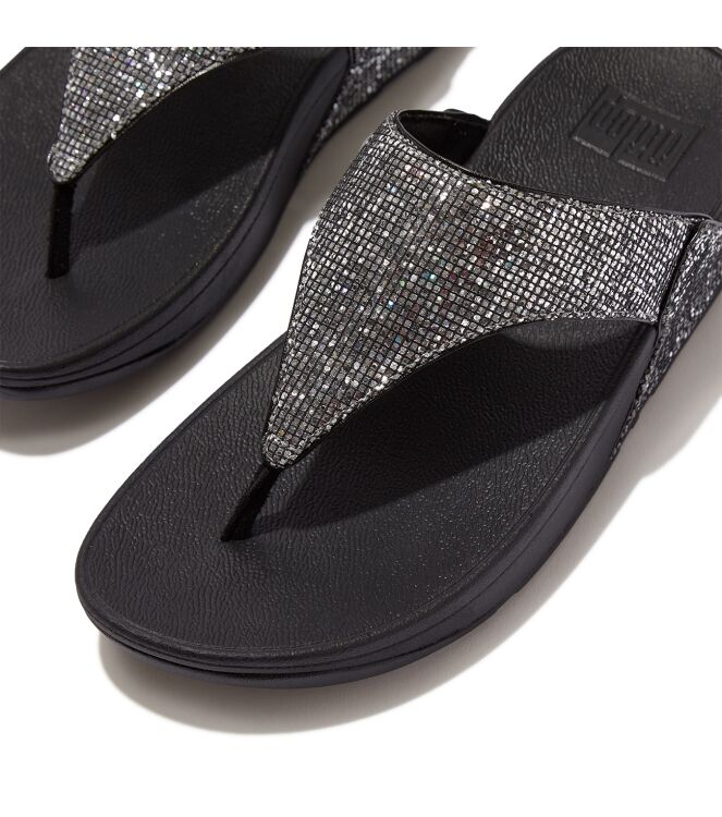 FitFlop lulu toe post - glitterball silver Direct leverbaar uit de webshop van www.meijerink-schoenen.nl/