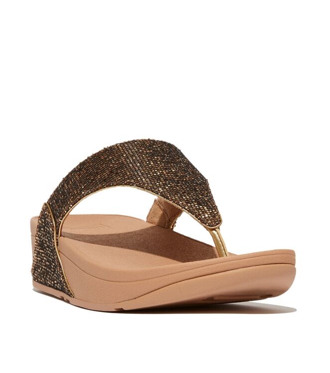 FitFlop lulu toe post - glitterball old gold Direct leverbaar uit de webshop van www.meijerink-schoenen.nl/