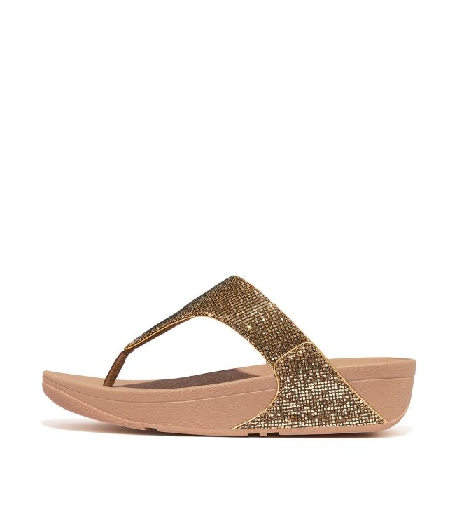 FitFlop lulu toe post - glitterball old gold Direct leverbaar uit de webshop van www.meijerink-schoenen.nl/