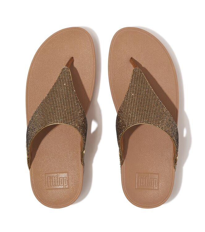 FitFlop lulu toe post - glitterball old gold Direct leverbaar uit de webshop van www.meijerink-schoenen.nl/