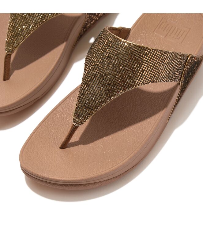 FitFlop lulu toe post - glitterball old gold Direct leverbaar uit de webshop van www.meijerink-schoenen.nl/
