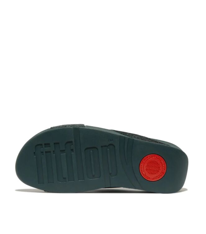 FitFlop lulu cross slide - glitterball metallic deep teal Direct leverbaar uit de webshop van www.meijerink-schoenen.nl/