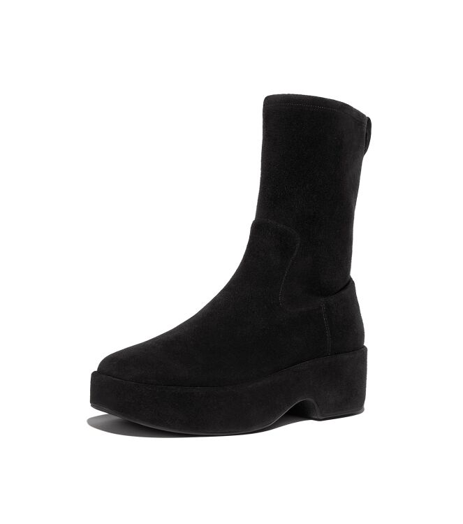 FitFlop f-luma boot - stretch suede (wrapped) all black Direct leverbaar uit de webshop van www.meijerink-schoenen.nl/