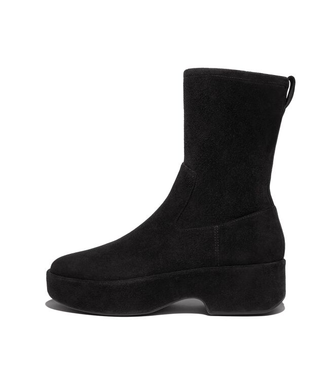 FitFlop f-luma boot - stretch suede (wrapped) all black Direct leverbaar uit de webshop van www.meijerink-schoenen.nl/