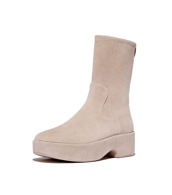 FitFlop f-luma boot - stretch suede (wrapped) classic beige Direct leverbaar uit de webshop van www.meijerink-schoenen.nl/
