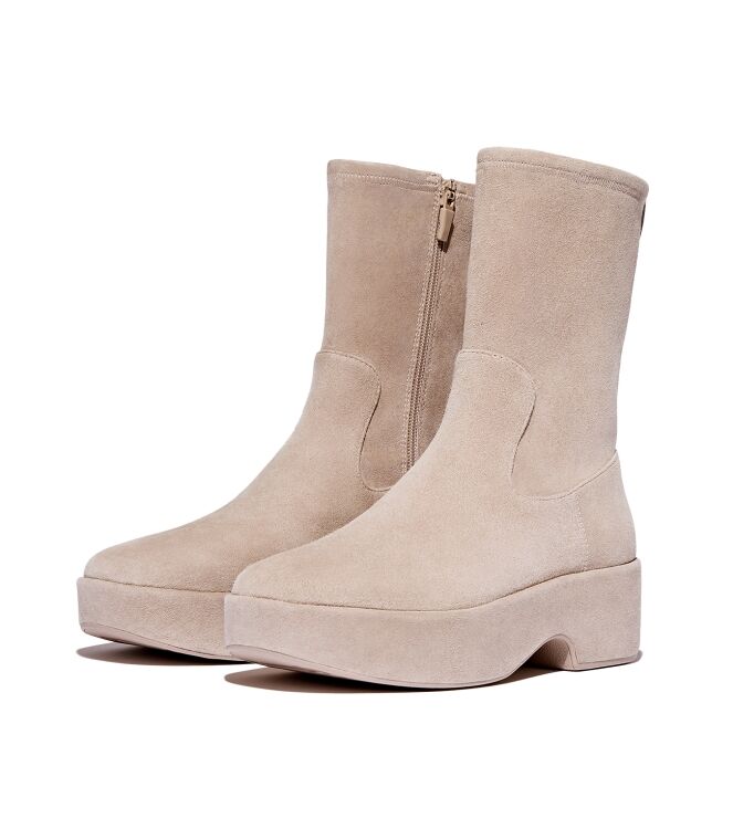 FitFlop f-luma boot - stretch suede (wrapped) classic beige Direct leverbaar uit de webshop van www.meijerink-schoenen.nl/