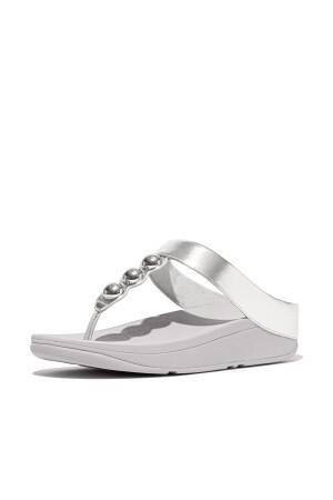 FitFlop Fino Mirror-Dome Metallic-Leather Toe-Post Sandals 