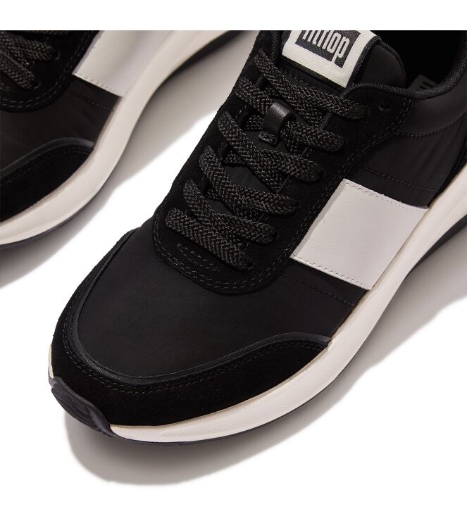 FitFlop f-mode flow sneaker - nylon & suede mix black Direct leverbaar uit de webshop van www.meijerink-schoenen.nl/