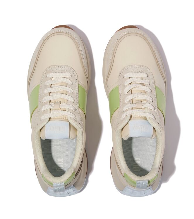 FitFlop f-mode flow sneaker - nylon & suede mix lime mix Direct leverbaar uit de webshop van www.meijerink-schoenen.nl/