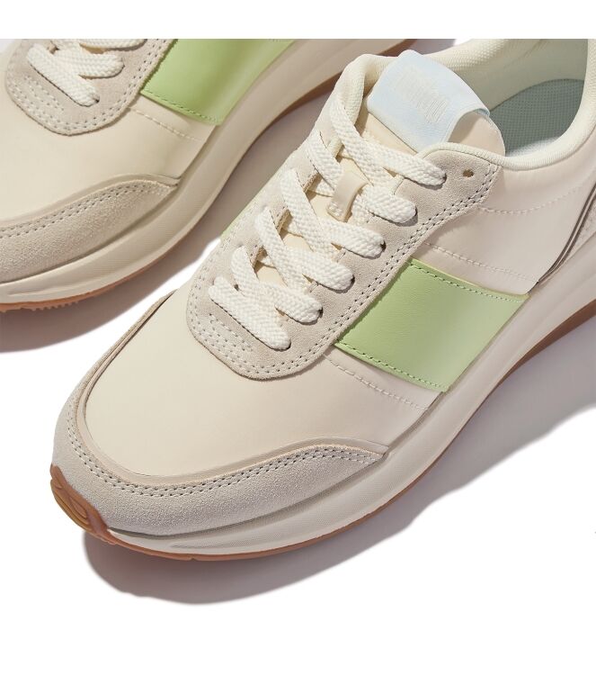 FitFlop f-mode flow sneaker - nylon & suede mix lime mix Direct leverbaar uit de webshop van www.meijerink-schoenen.nl/