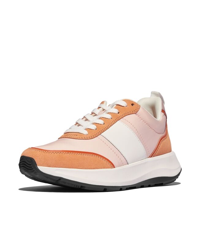 FitFlop f-mode flow sneaker - nylon & suede mix peachy/clay pink mix Direct leverbaar uit de webshop van www.meijerink-schoenen.nl/