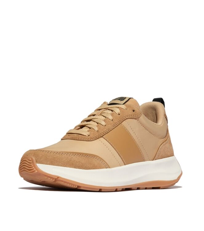 FitFlop f-mode flow sneaker - nylon & suede mix camel mix Direct leverbaar uit de webshop van www.meijerink-schoenen.nl/