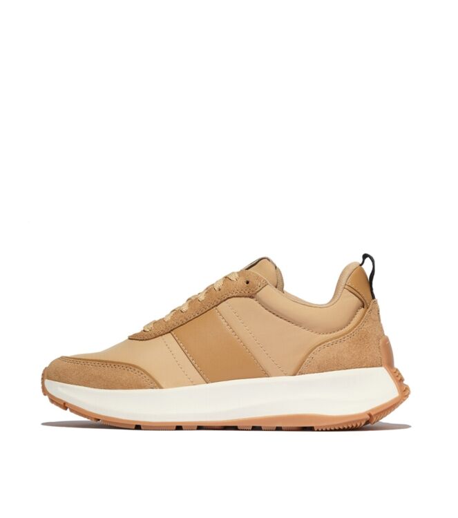 FitFlop f-mode flow sneaker - nylon & suede mix camel mix Direct leverbaar uit de webshop van www.meijerink-schoenen.nl/