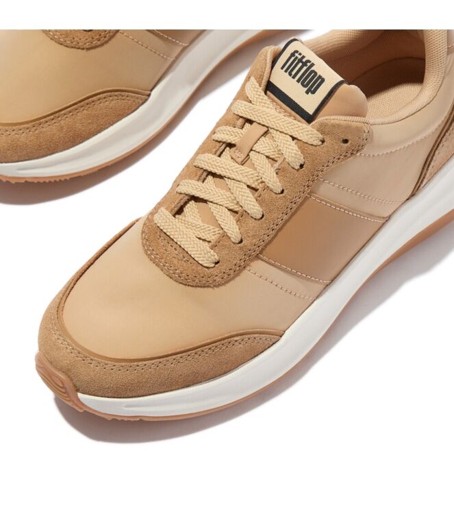 FitFlop f-mode flow sneaker - nylon & suede mix camel mix Direct leverbaar uit de webshop van www.meijerink-schoenen.nl/