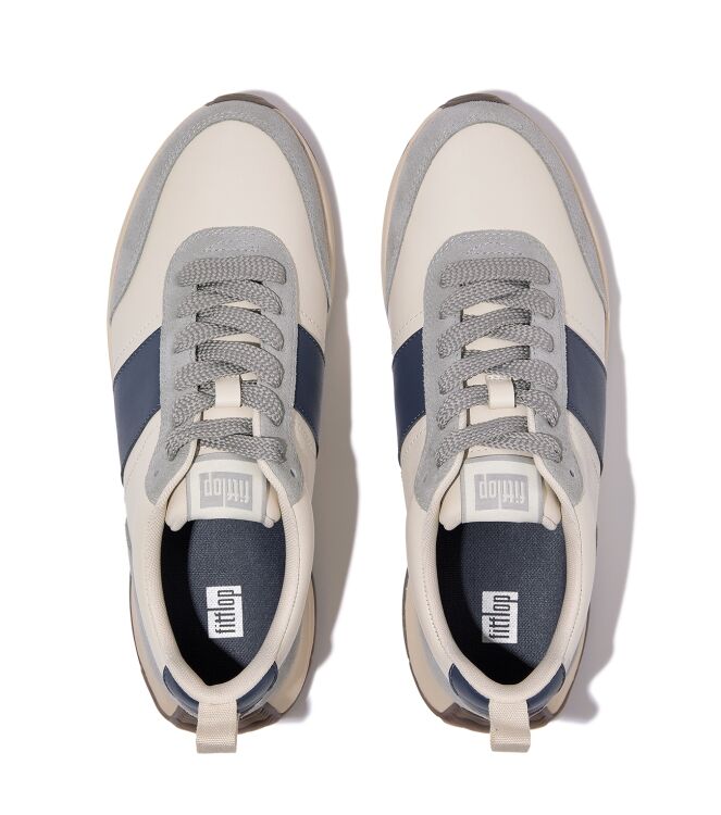 FitFlop f-mode flow sneaker - leather paris beige mix Direct leverbaar uit de webshop van www.meijerink-schoenen.nl/