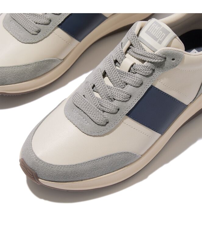 FitFlop f-mode flow sneaker - leather paris beige mix Direct leverbaar uit de webshop van www.meijerink-schoenen.nl/