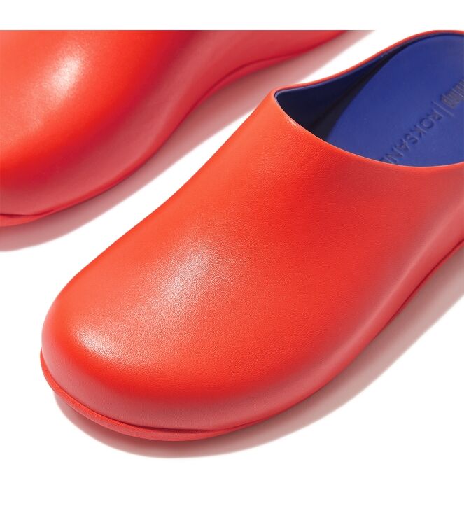 FitFlop shuv x roksanda leather clogs tangerine/lapis blue Direct leverbaar uit de webshop van www.meijerink-schoenen.nl/