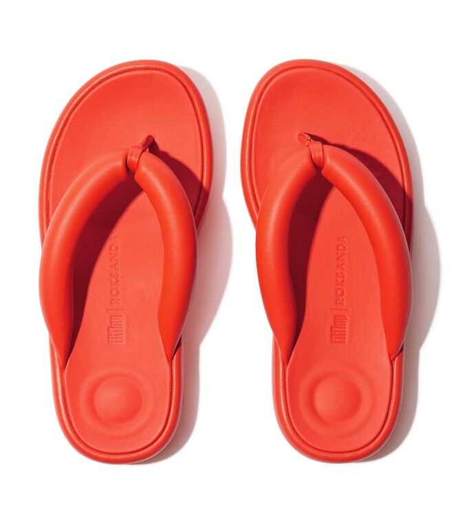 FitFlop iqushion d-luxe x roksanda pad. leather flip-flops tangerine Direct leverbaar uit de webshop van www.meijerink-schoenen.nl/