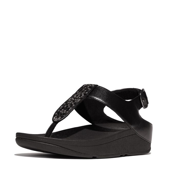 FitFlop fino crystal-mix t-strap sandals all black Direct leverbaar uit de webshop van www.meijerink-schoenen.nl/