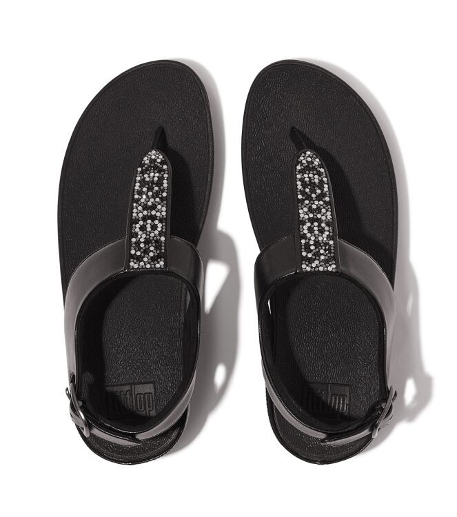 FitFlop fino crystal-mix t-strap sandals all black Direct leverbaar uit de webshop van www.meijerink-schoenen.nl/