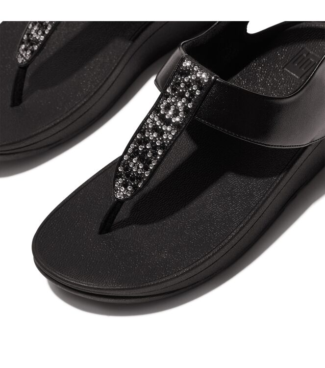 FitFlop fino crystal-mix t-strap sandals all black Direct leverbaar uit de webshop van www.meijerink-schoenen.nl/