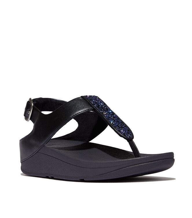 FitFlop fino crystal-mix t-strap sandals midnight navy Direct leverbaar uit de webshop van www.meijerink-schoenen.nl/