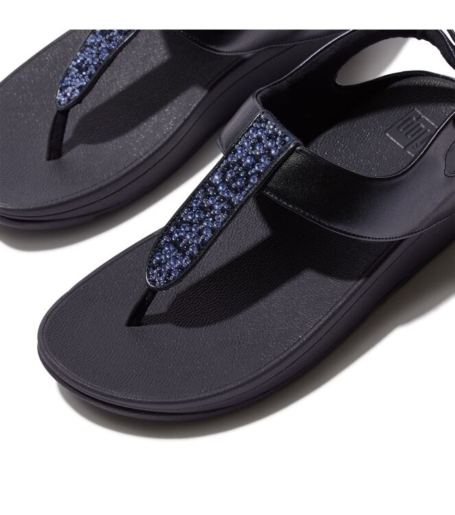FitFlop fino crystal-mix t-strap sandals midnight navy Direct leverbaar uit de webshop van www.meijerink-schoenen.nl/