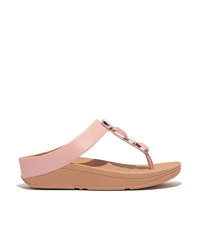 FitFlop fino multi-stone leather toe-post sandals soft blush Direct leverbaar uit de webshop van www.meijerink-schoenen.nl/