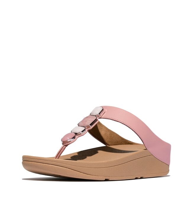 FitFlop fino multi-stone leather toe-post sandals soft blush Direct leverbaar uit de webshop van www.meijerink-schoenen.nl/
