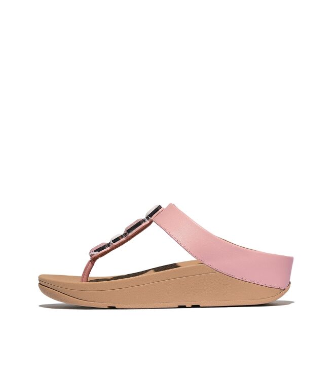FitFlop fino multi-stone leather toe-post sandals soft blush Direct leverbaar uit de webshop van www.meijerink-schoenen.nl/