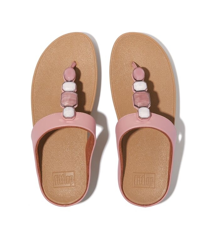 FitFlop fino multi-stone leather toe-post sandals soft blush Direct leverbaar uit de webshop van www.meijerink-schoenen.nl/
