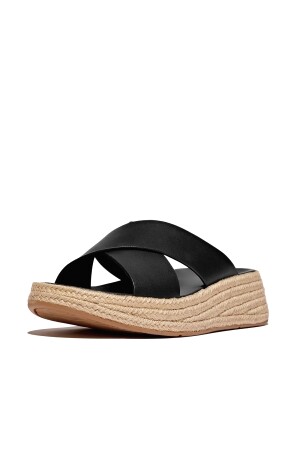 FitFlop F-Mode Espadrille Leather Flatform Cross Slides 