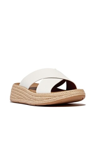 FitFlop F-Mode Espadrille Leather Flatform Cross Slides 