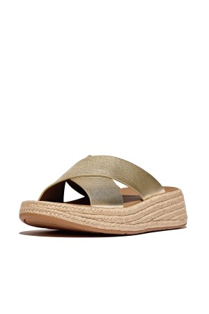 FitFlop F-Mode Espadrille Leather Flatform Cross Slides 