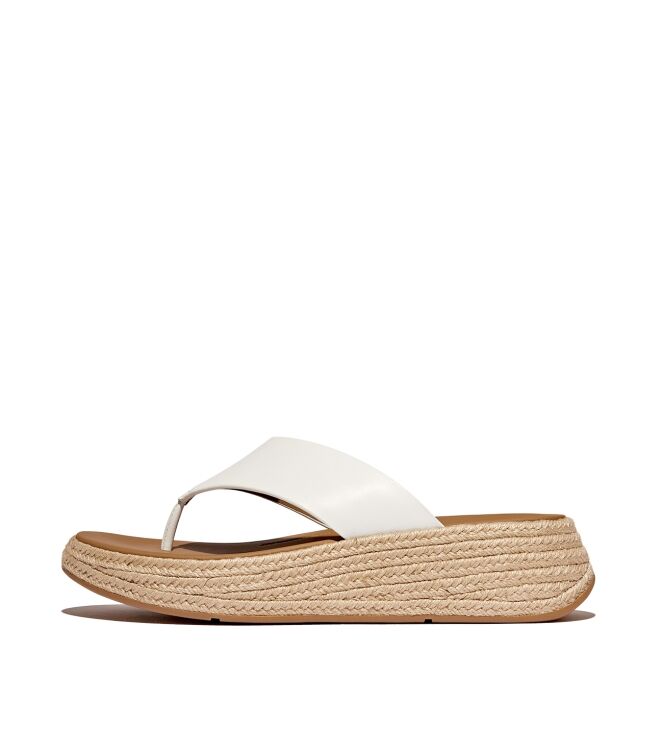 FitFlop f-mode espadrille leather flatform t/post sandals urban white Direct leverbaar uit de webshop van www.meijerink-schoenen.nl/