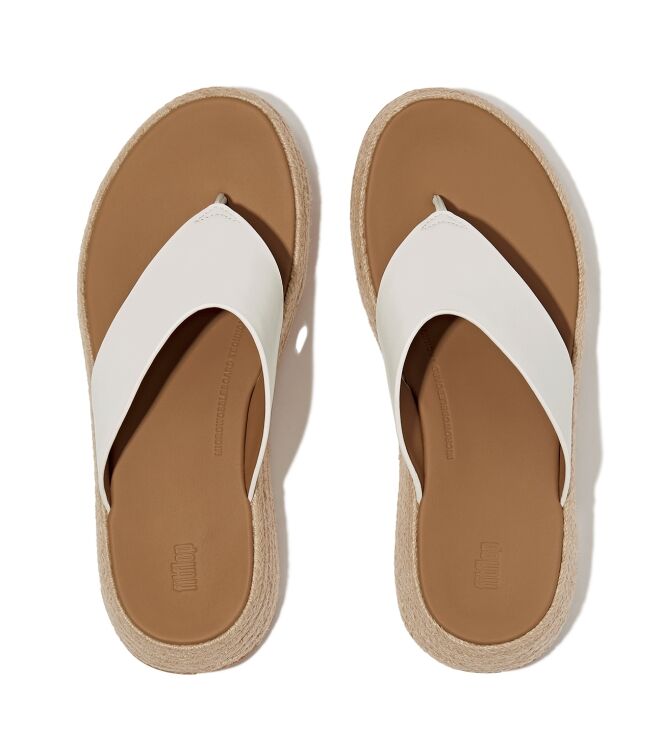 FitFlop f-mode espadrille leather flatform t/post sandals urban white Direct leverbaar uit de webshop van www.meijerink-schoenen.nl/