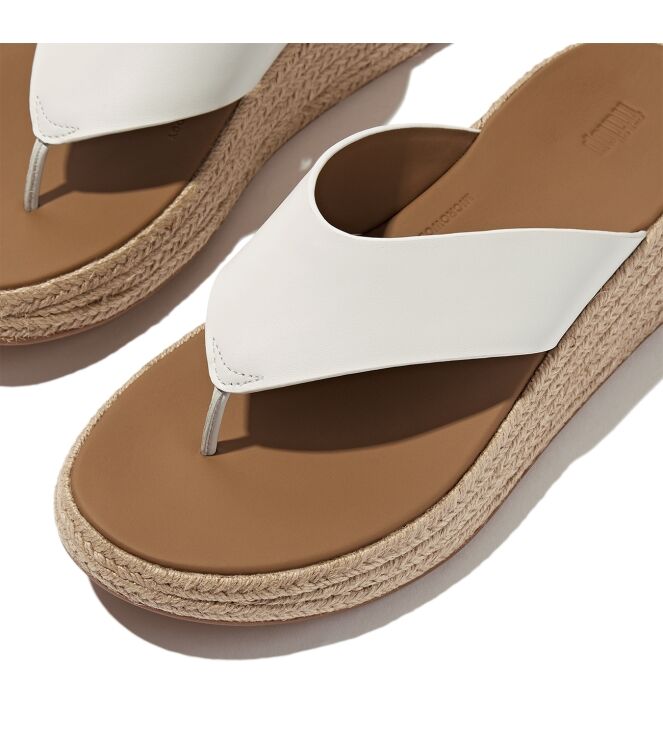 FitFlop f-mode espadrille leather flatform t/post sandals urban white Direct leverbaar uit de webshop van www.meijerink-schoenen.nl/