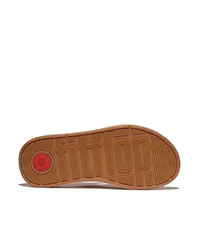 FitFlop f-mode espadrille leather flatform t/post sandals platino Direct leverbaar uit de webshop van www.meijerink-schoenen.nl/