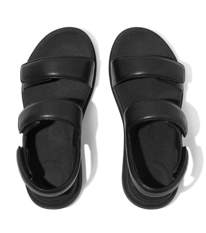 FitFlop f-mode go adjustable flatform back-strap sandals all black Direct leverbaar uit de webshop van www.meijerink-schoenen.nl/
