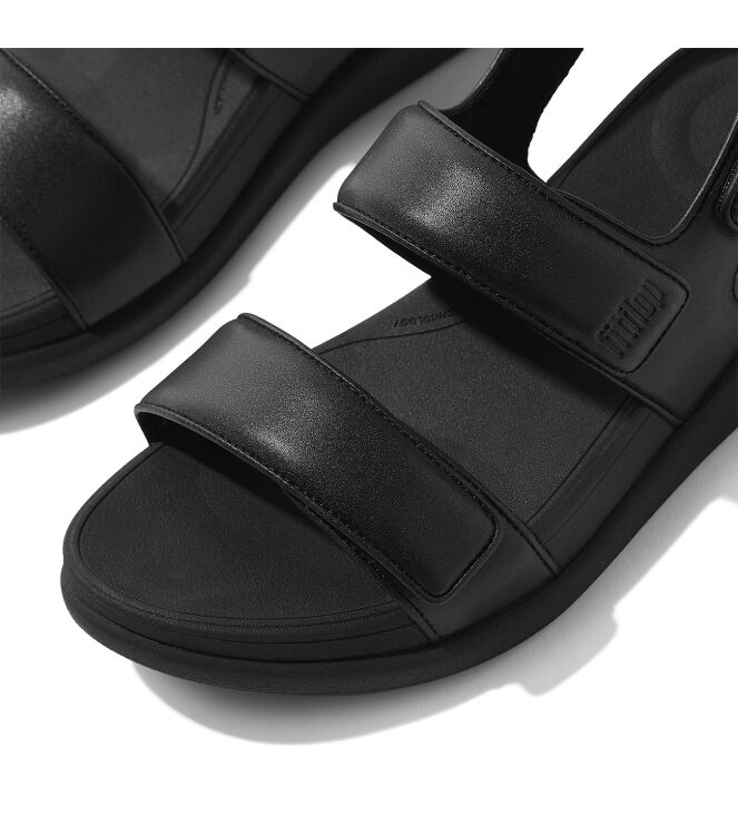 FitFlop f-mode go adjustable flatform back-strap sandals all black Direct leverbaar uit de webshop van www.meijerink-schoenen.nl/