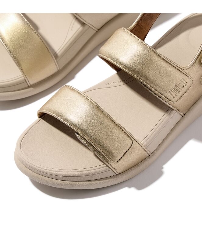 FitFlop f-mode go adjustable flatform back-strap sandals platino Direct leverbaar uit de webshop van www.meijerink-schoenen.nl/