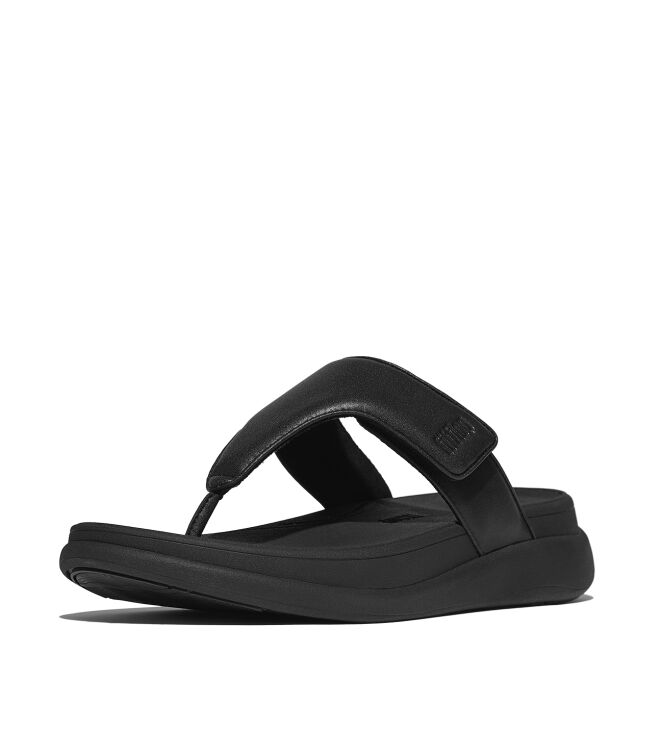 FitFlop f-mode go adjustable flatform toe-post sandals all black Direct leverbaar uit de webshop van www.meijerink-schoenen.nl/