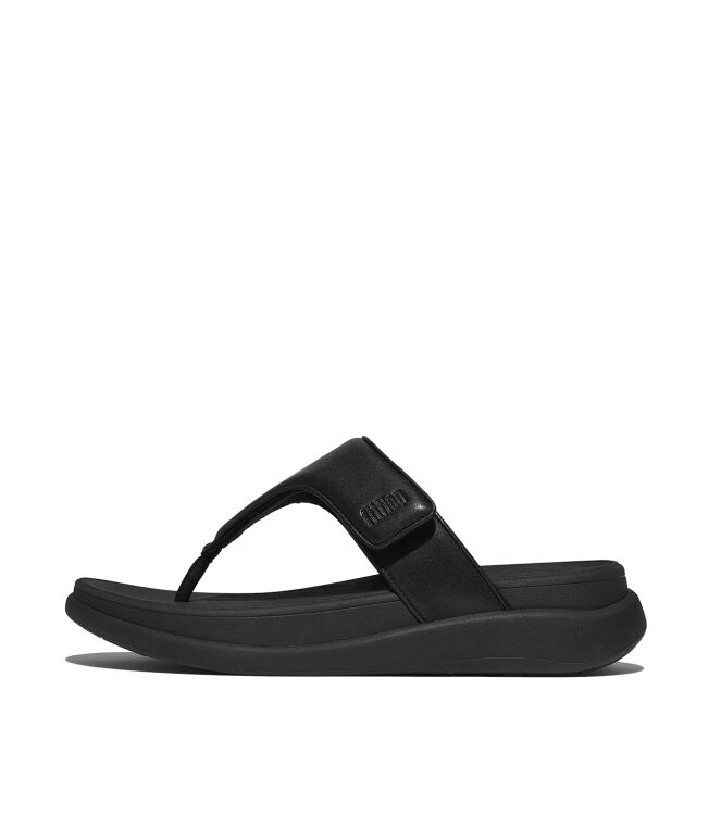 FitFlop f-mode go adjustable flatform toe-post sandals all black Direct leverbaar uit de webshop van www.meijerink-schoenen.nl/