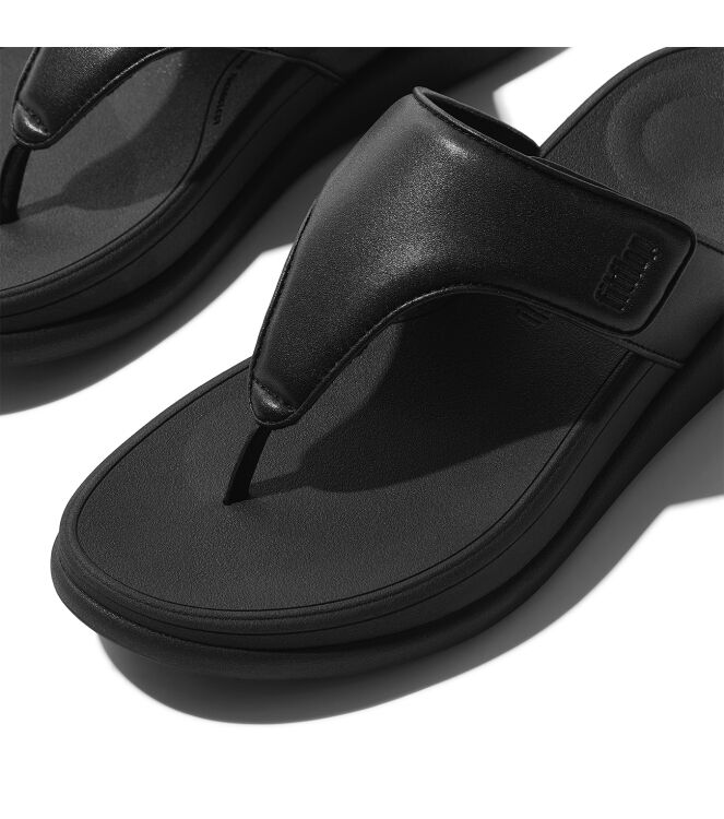 FitFlop f-mode go adjustable flatform toe-post sandals all black Direct leverbaar uit de webshop van www.meijerink-schoenen.nl/